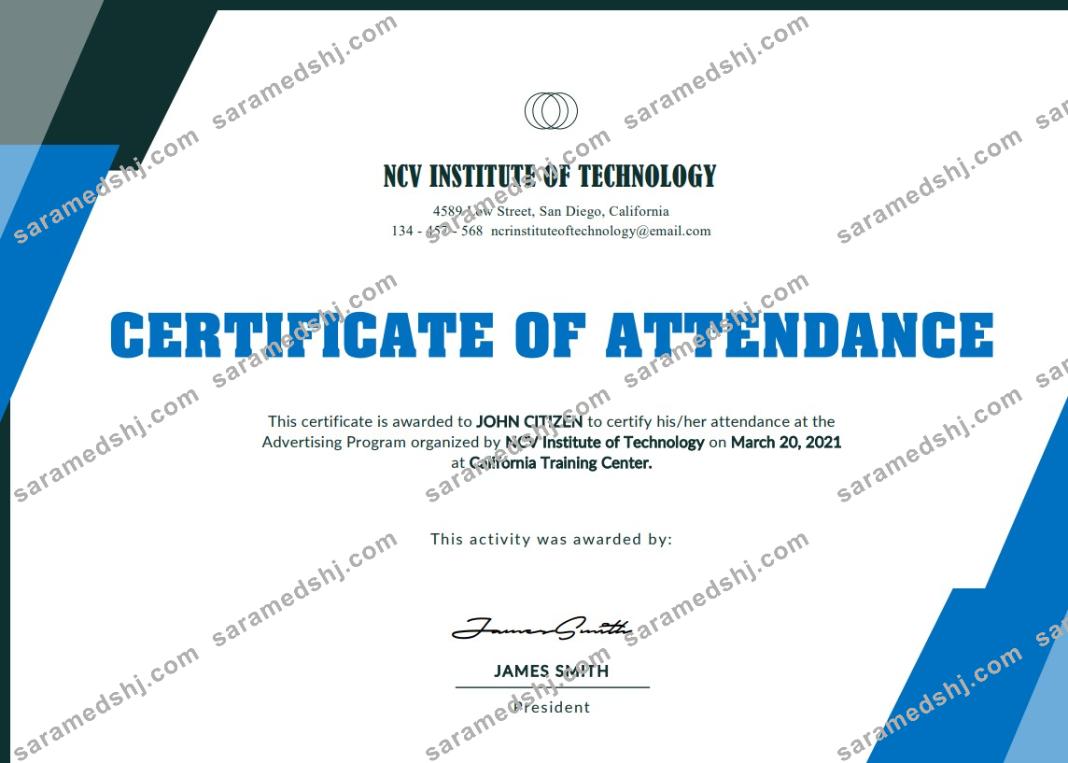 USA NCV Institute of Technology Event Cert